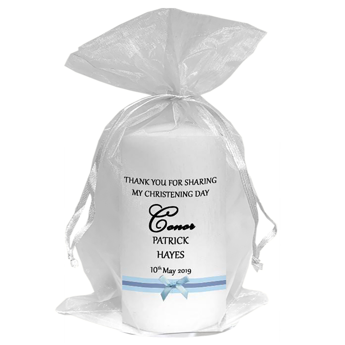 Thank you Christening Favour - Bow Blue