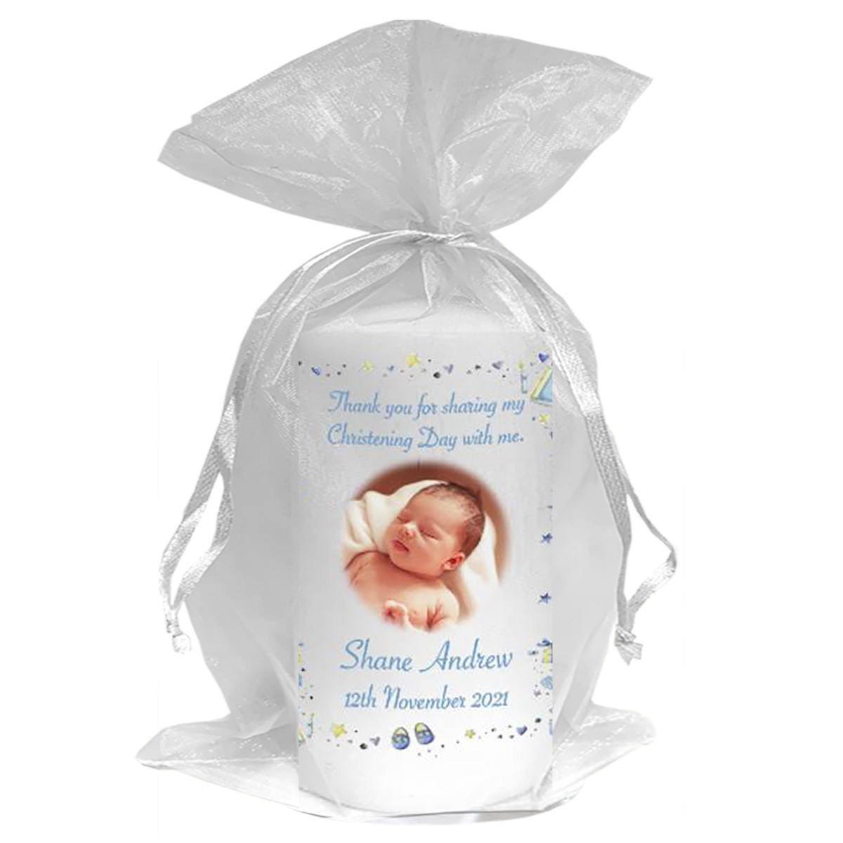 Thank you Christening Favour - Stars & Hearts Blue