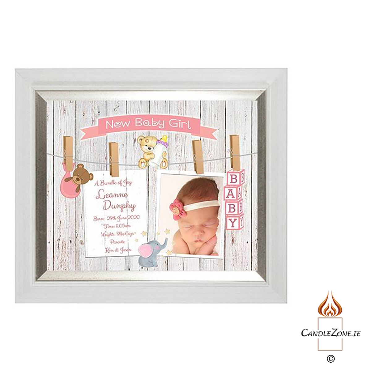Customised New Baby Mug Gift - Girl Toys & Pegs with Photo