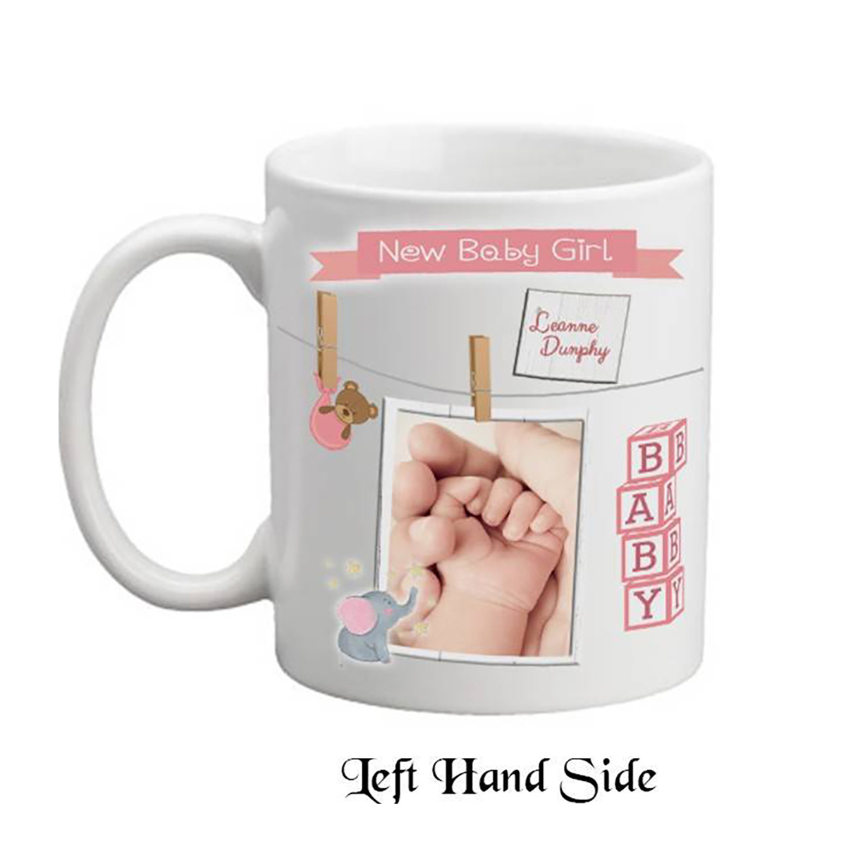 Customised New Baby Mug Gift - Girl Toys & Pegs