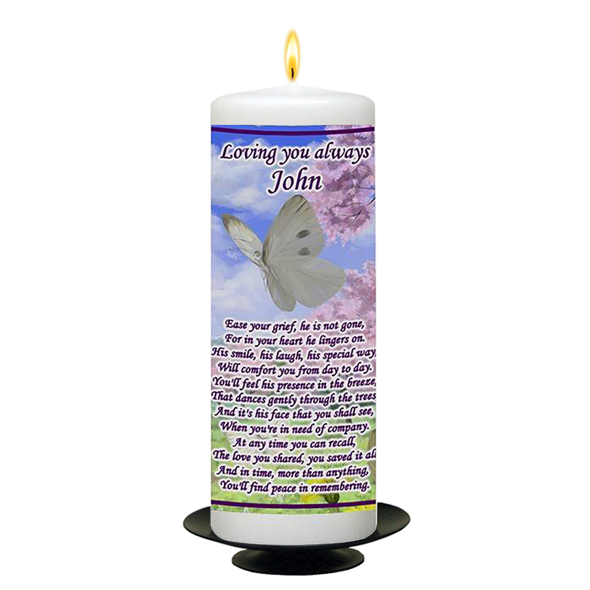 Customised Remembrance Candle - Butterfly & Blossom