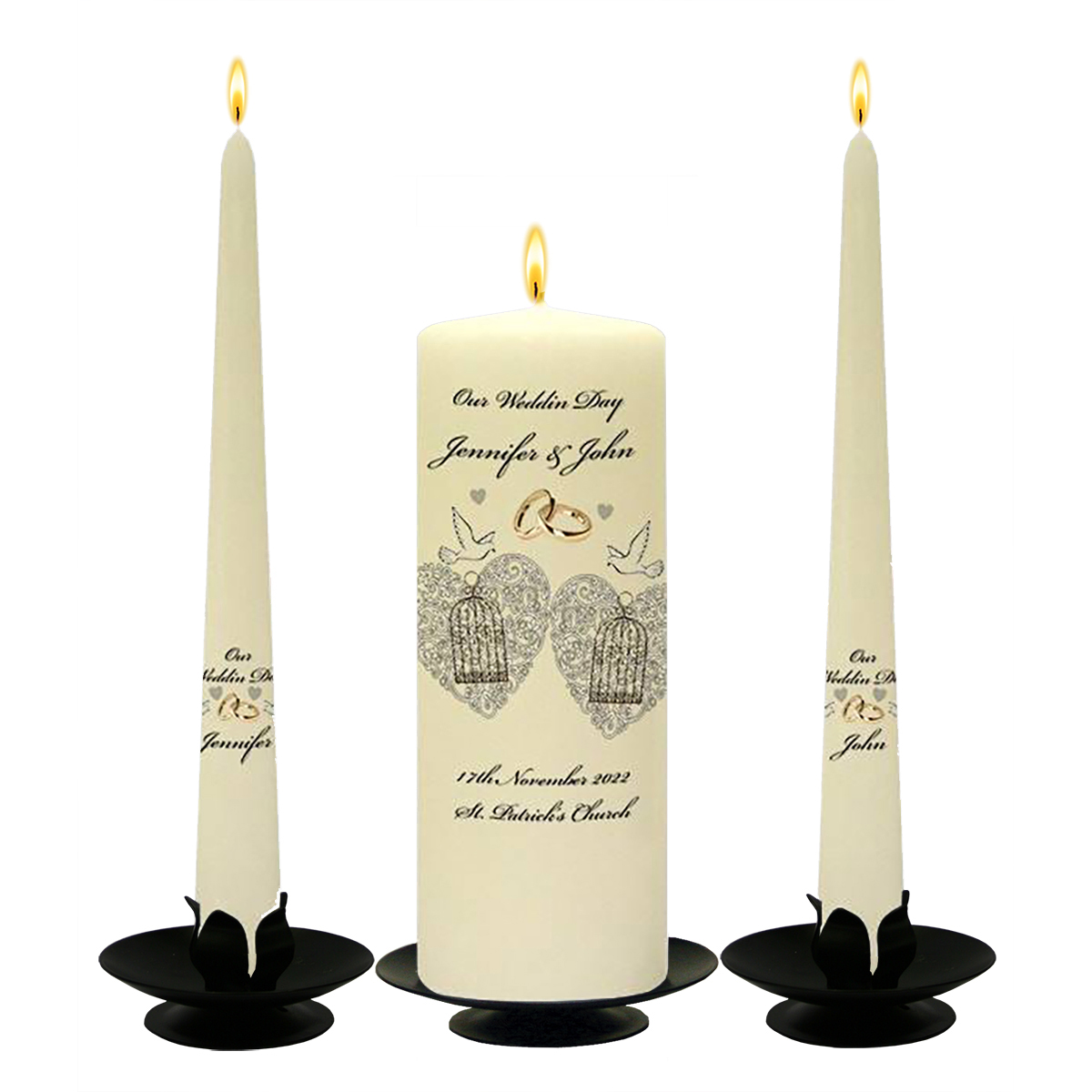 Customised Wedding Candles - Dove