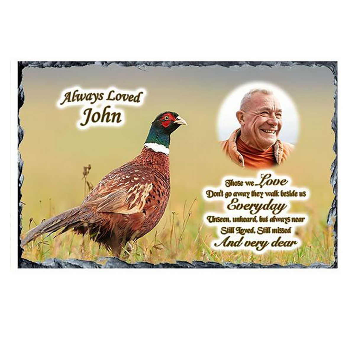 Personalsied Remembrance Slate - Pheasant with Photo