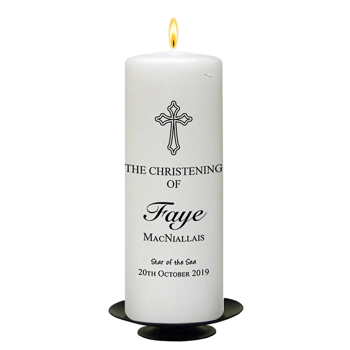 Peronsonalised Christening Candle - Simple Cross