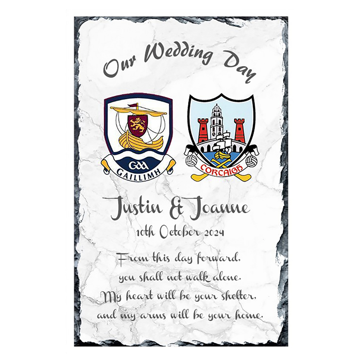 Personalsied Wedding Slate Gift - County Crests Silver