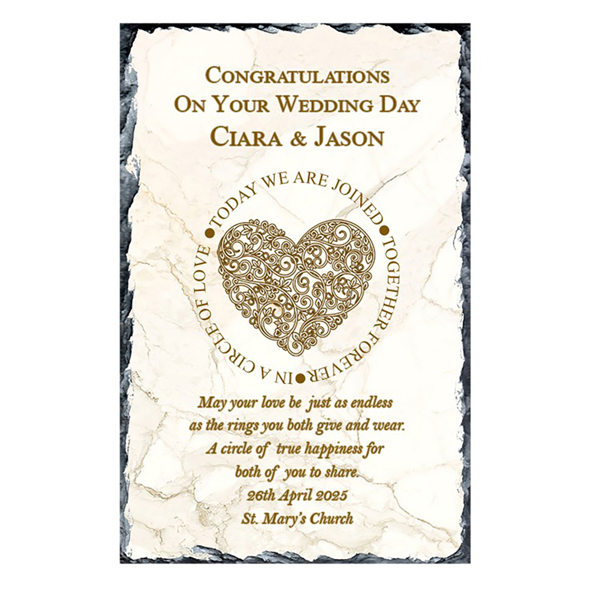 Personalsied Wedding Slate Gift - Circle of Love