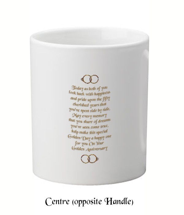 Customised Wedding Anniversary Mug Gift - Golden (50th) Ribbons with Photo
