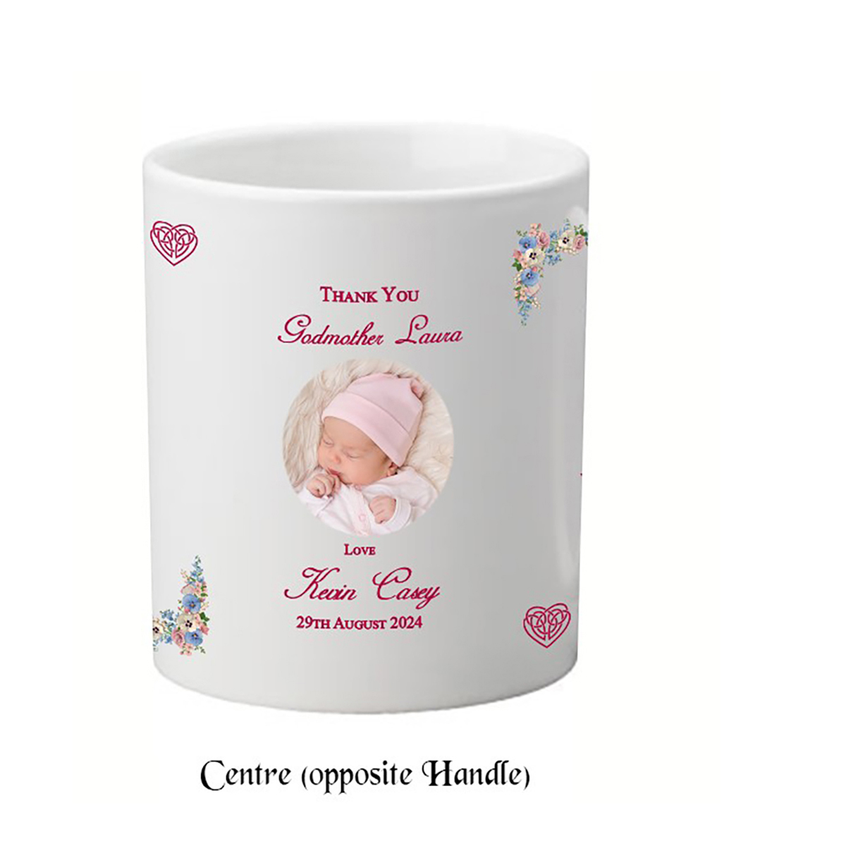 Customised Godmother Mug Gift - Mothers Love knot with Photo
