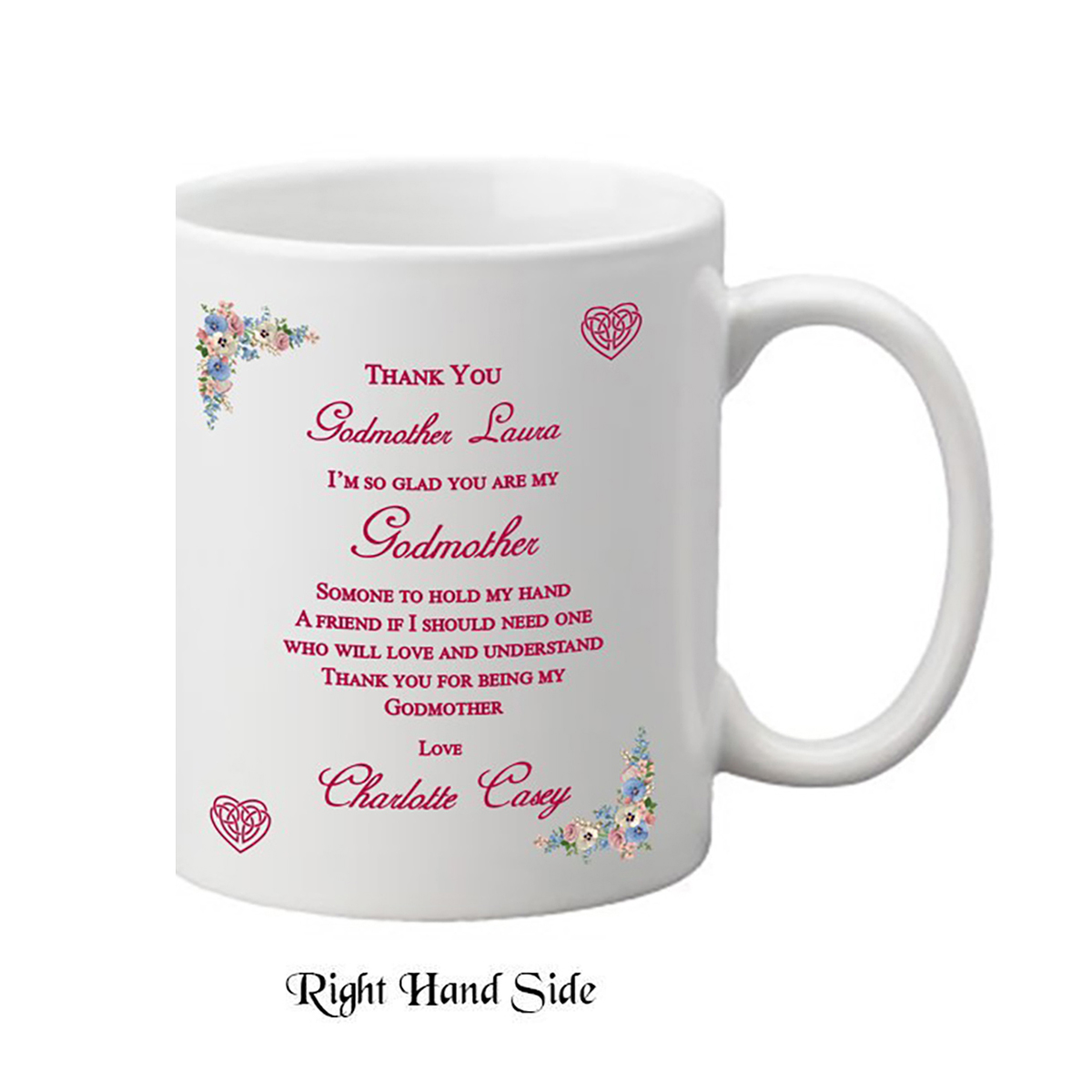 Customised Godmother Mug Gift - Mothers Love knot with Photo