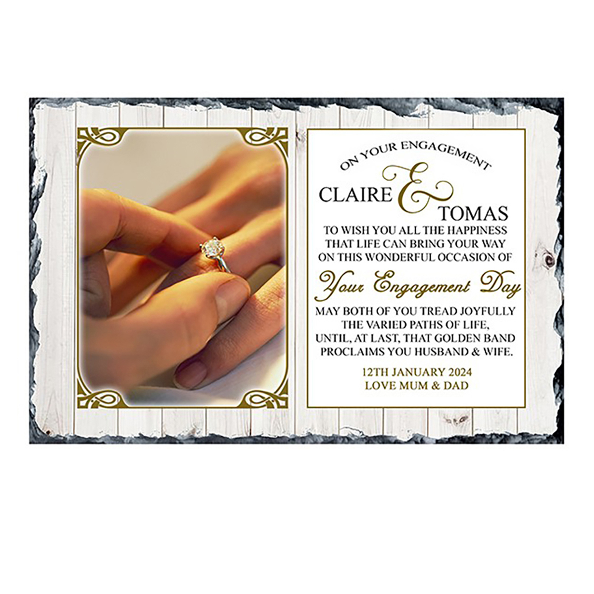 Customised Engagement Slate Gift - Hands