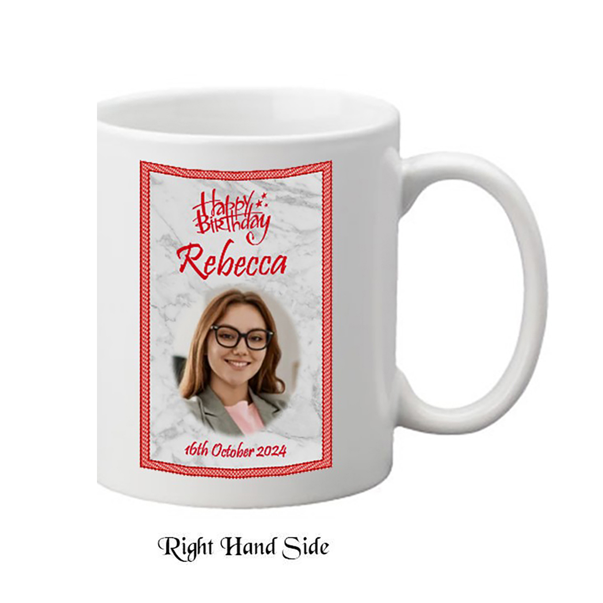Customised Birthday Mug Gift - Birthday Stars Red with photo