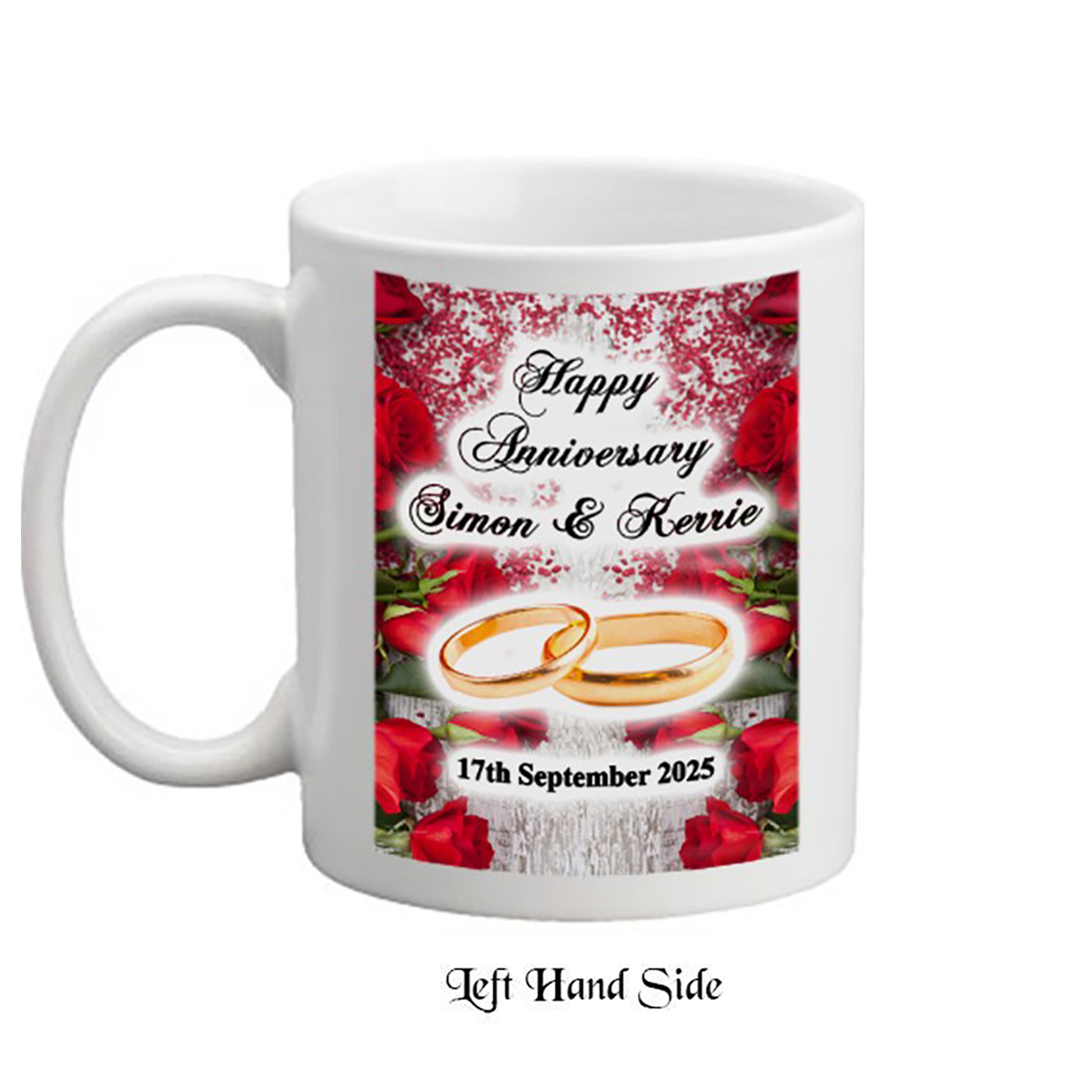 Customised Wedding Anniversary Mug Gift - Red Roses