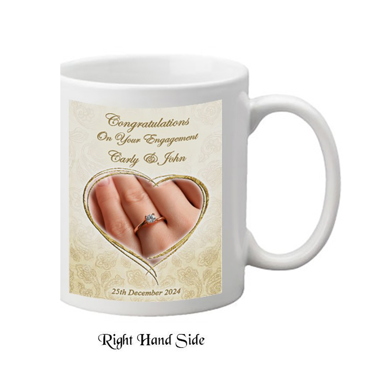 Customised Mug Gift - Ornate heart & ring