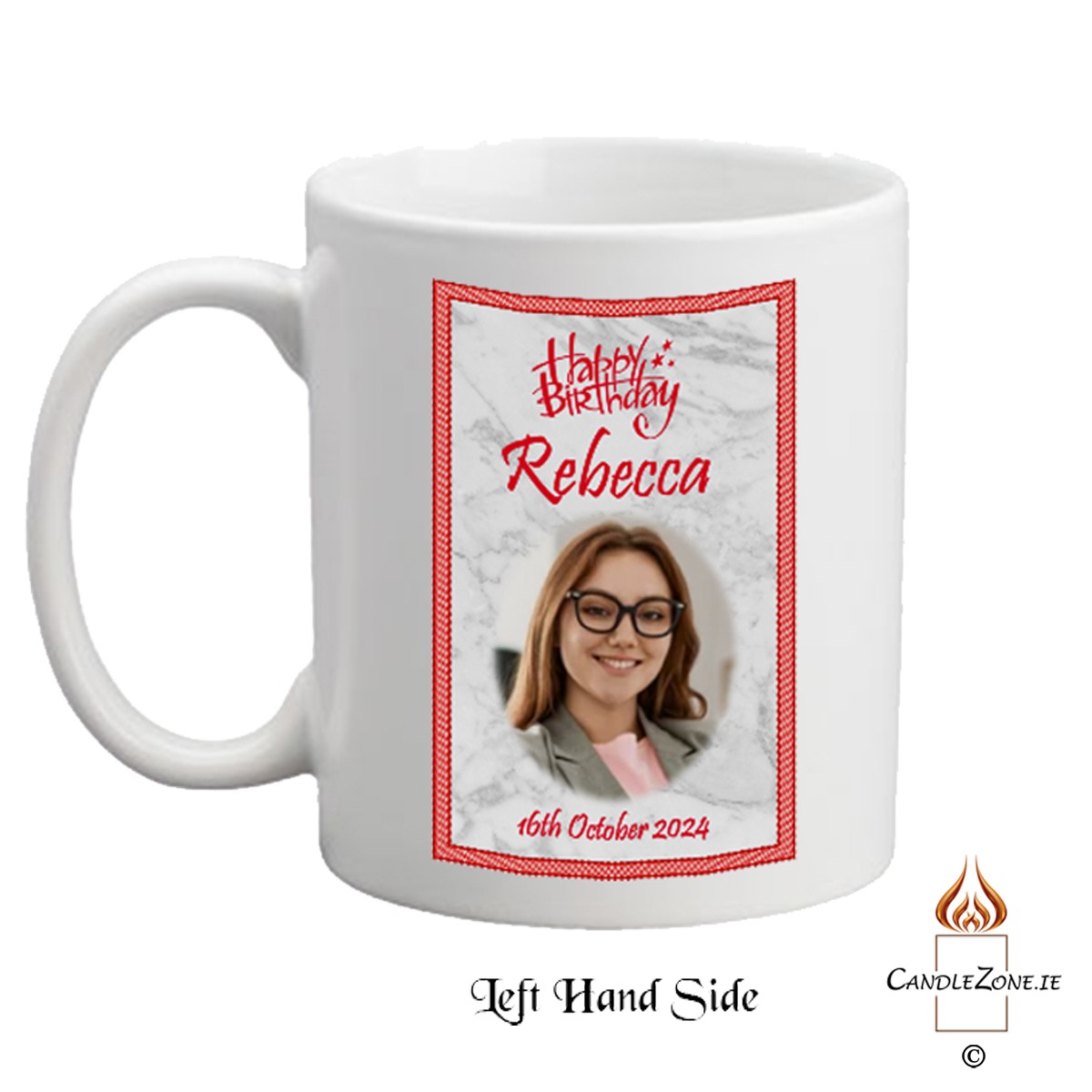 Customised Birthday Mug Gift - Birthday Stars Red with photo