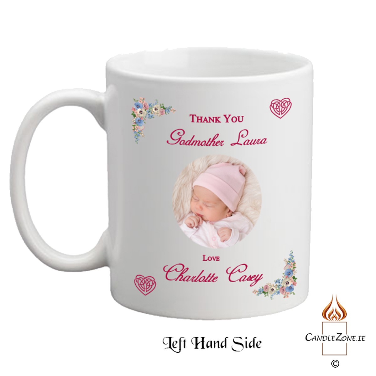 Customised Godmother Mug Gift - Mothers Love knot with Photo