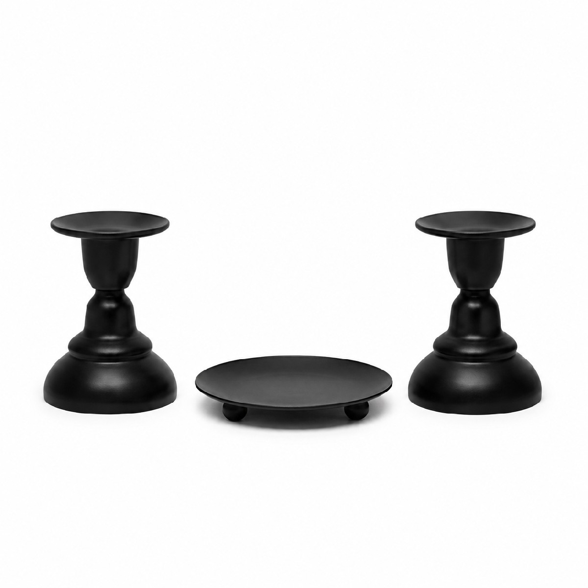 Candle Stand - Set Black includes: 1 Saucer & 2 Tulip Stands