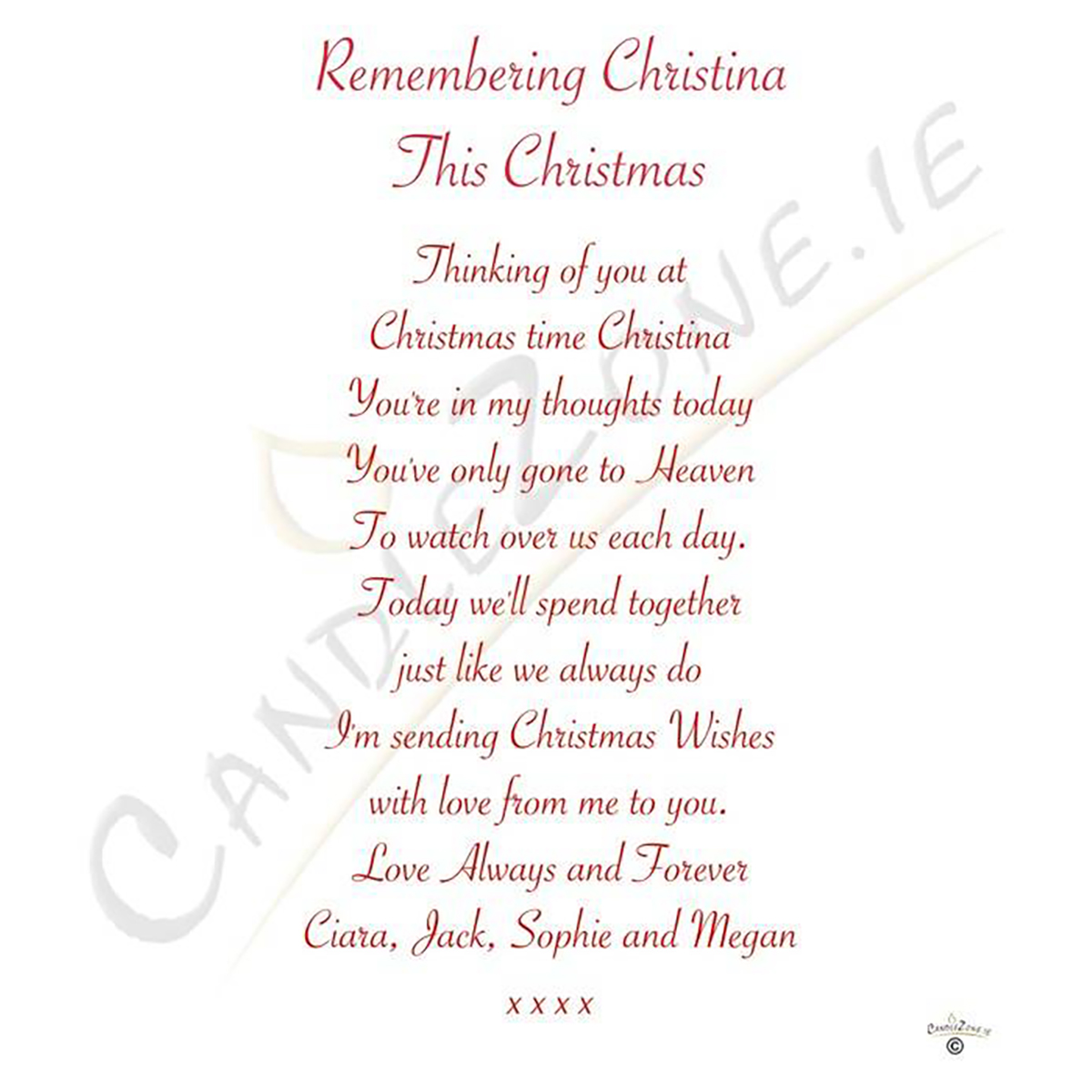 Customised Christmas - Poinsetta Border with Photo Memorial