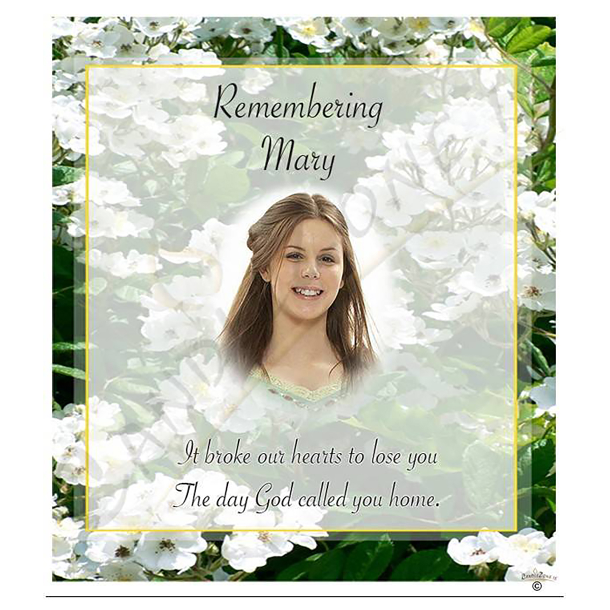 Customised Remembrance Favour Candle - White Flowers with Photo