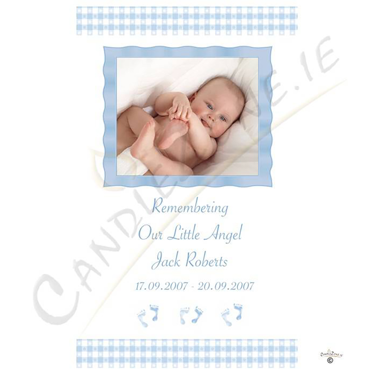 Customised - Baby Blue Gingham with Photo