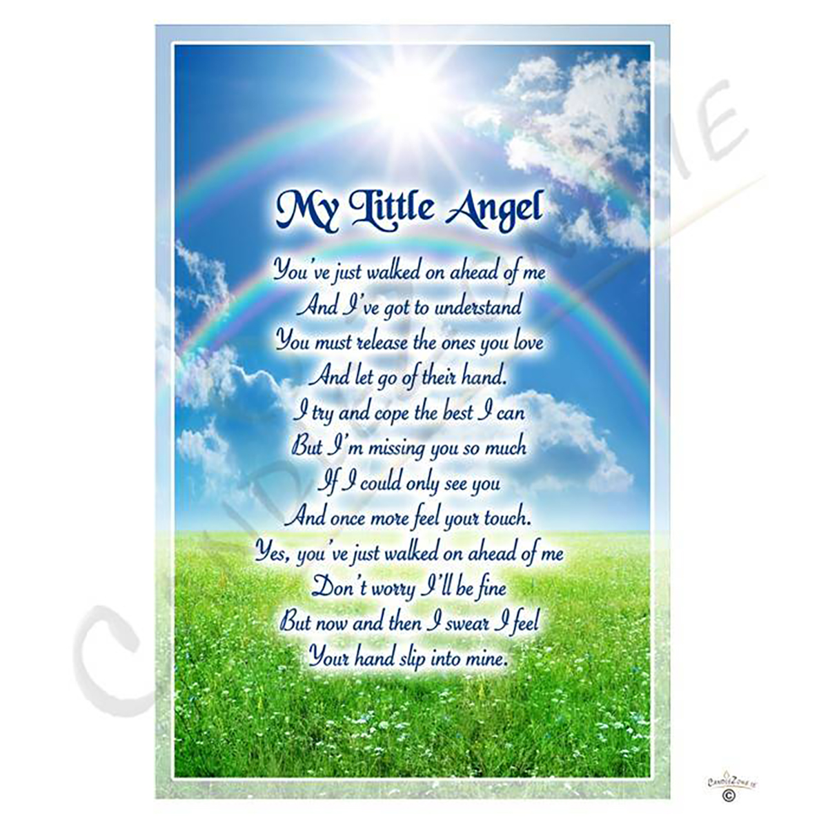 Customised Remembrance Candle - Angel Wings Blue with Photo