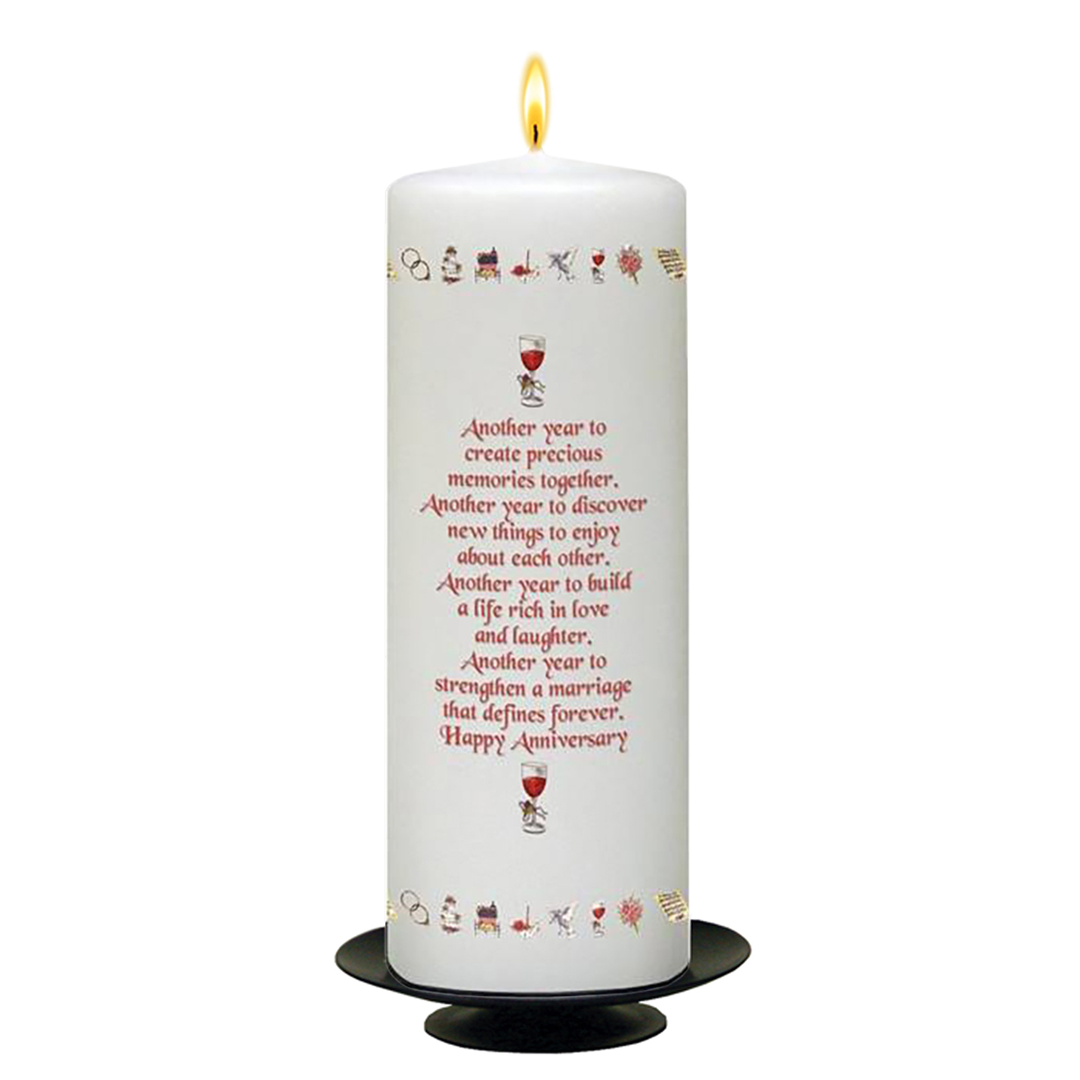 Customised Wedding Anniversary Candle Gift - 40th (Ruby) Anniversary - Ribbons & Photo