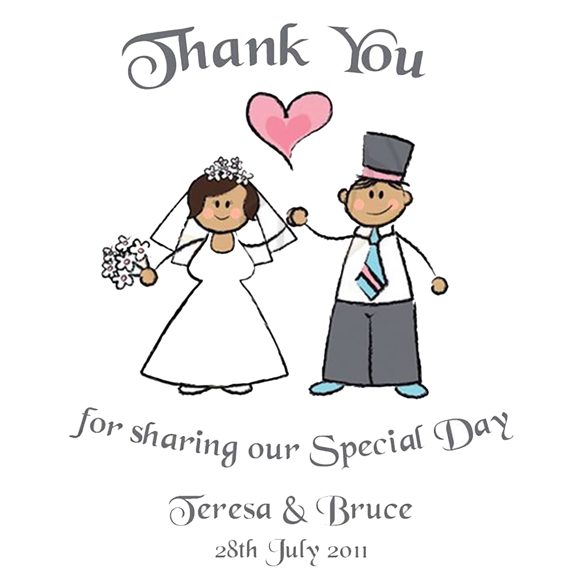 Customised Thank you Wedding Favour - Happy Ever After Silver