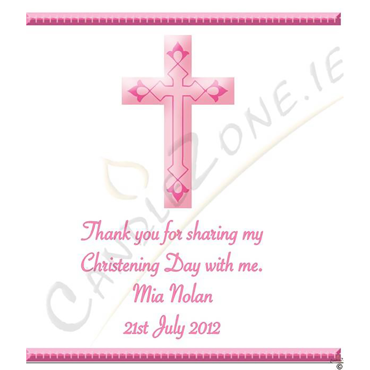 Thank you Christening Favour - Cross Pink