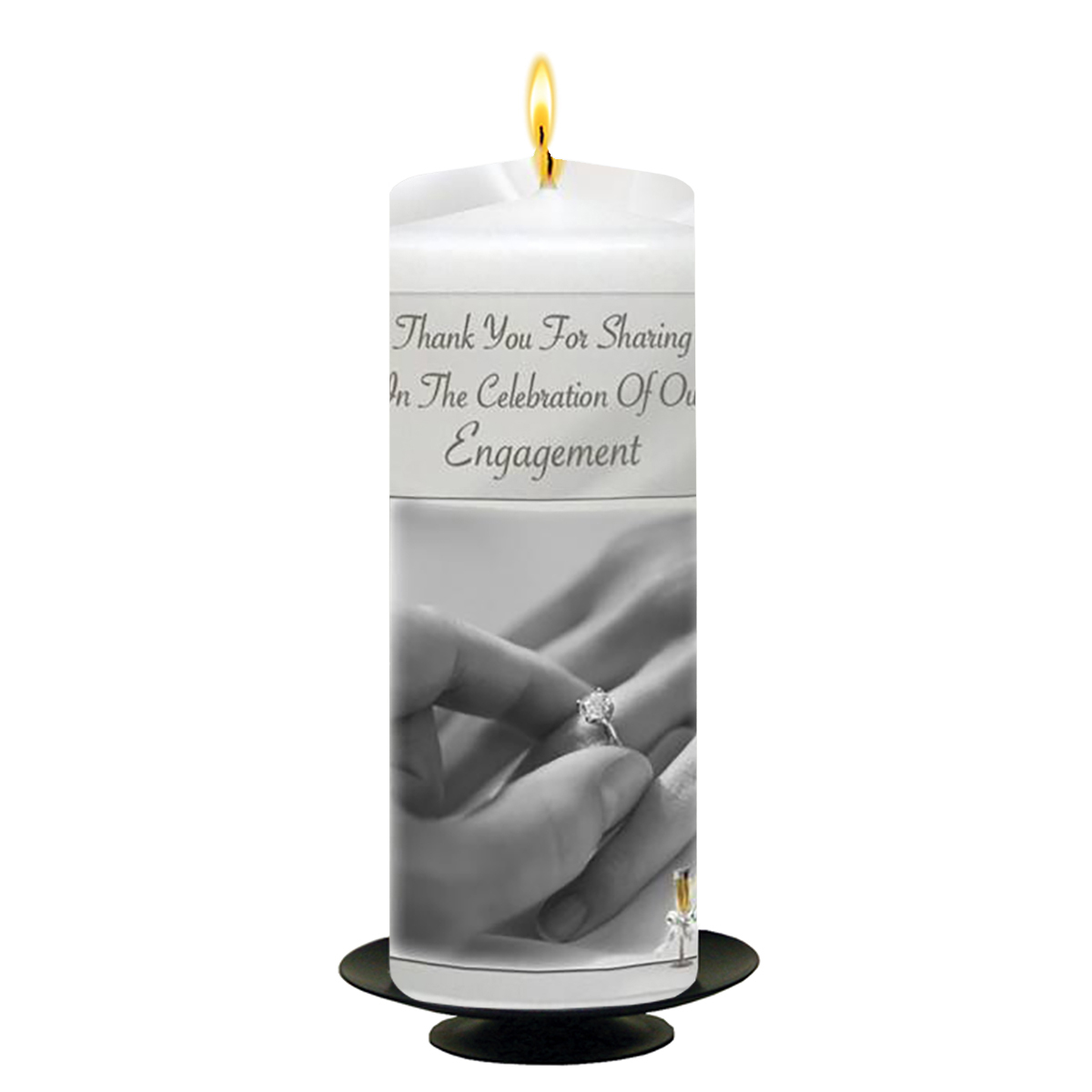 Customised Engagement Candle Gift - Silver Hands and Glasses