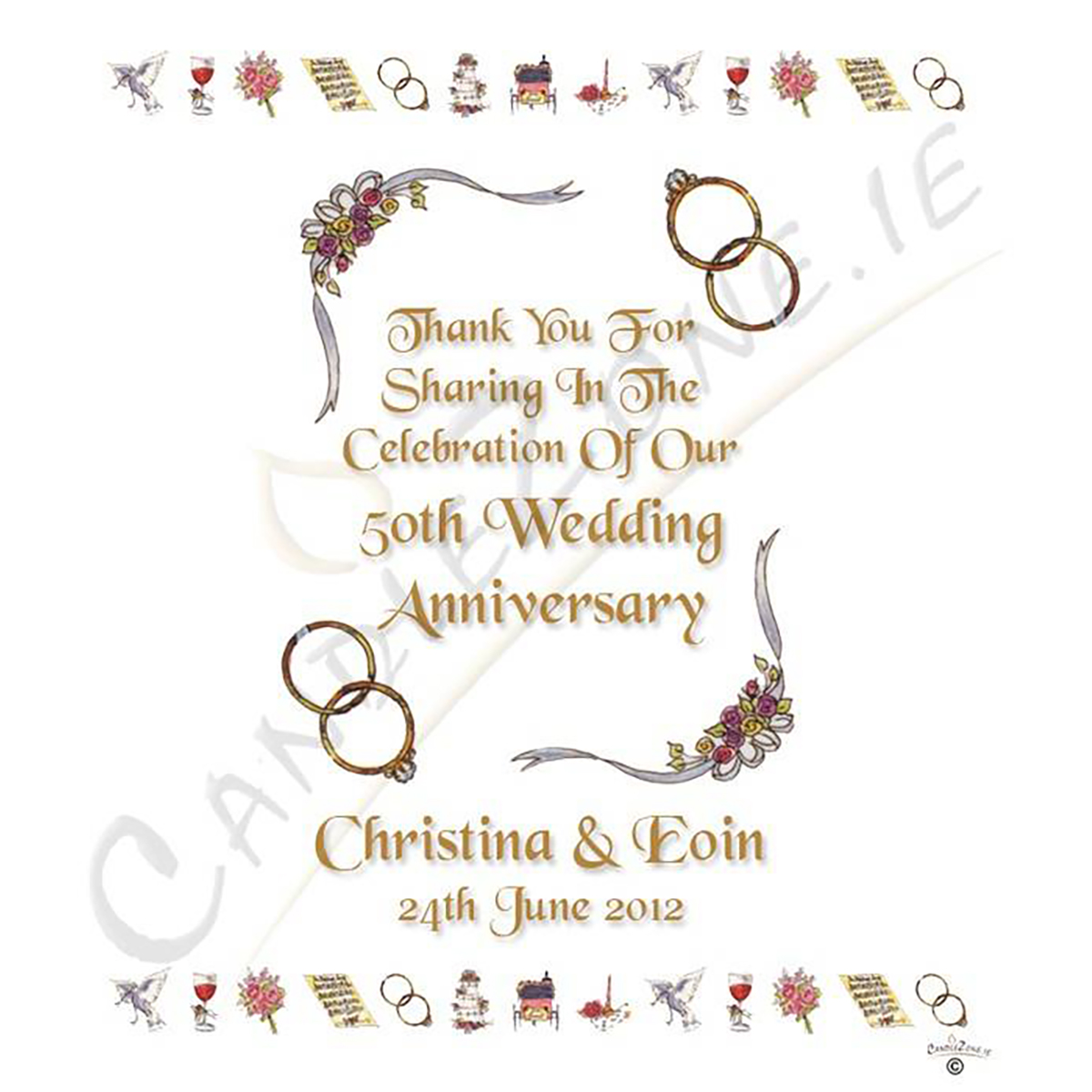 Customised Wedding Anniversary Favour Candle - 50th Anniversary - Ribbons
