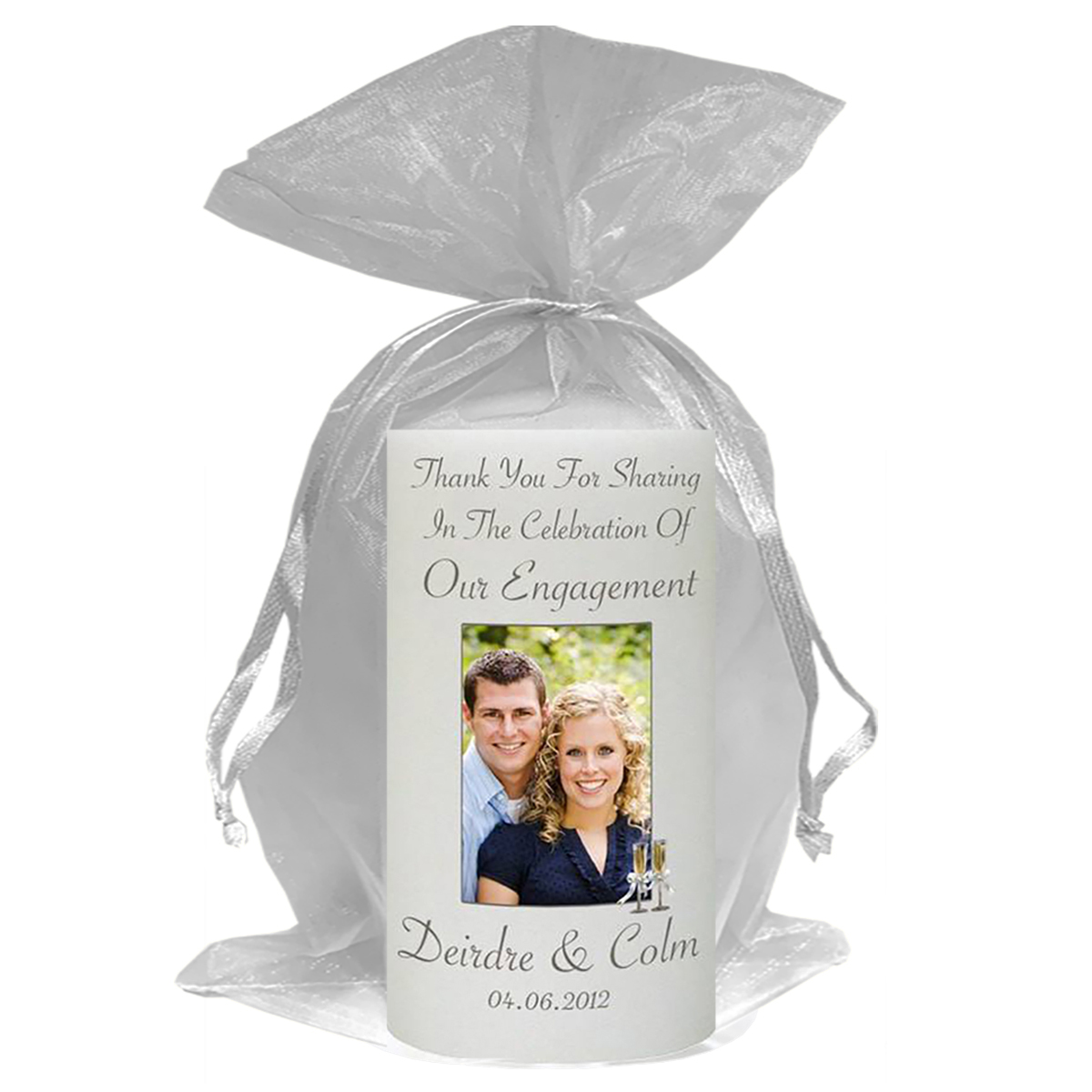 Engagement Favour Candle - Glasses & Ribbons