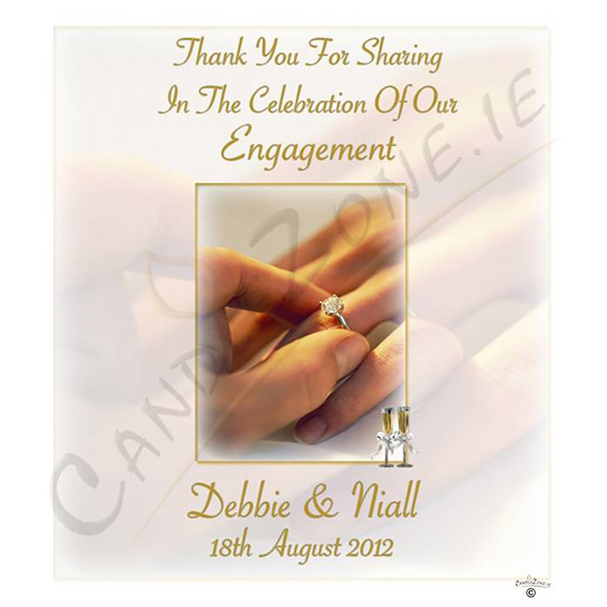 Engagement Favour Candle - Gold Hands & Glasses