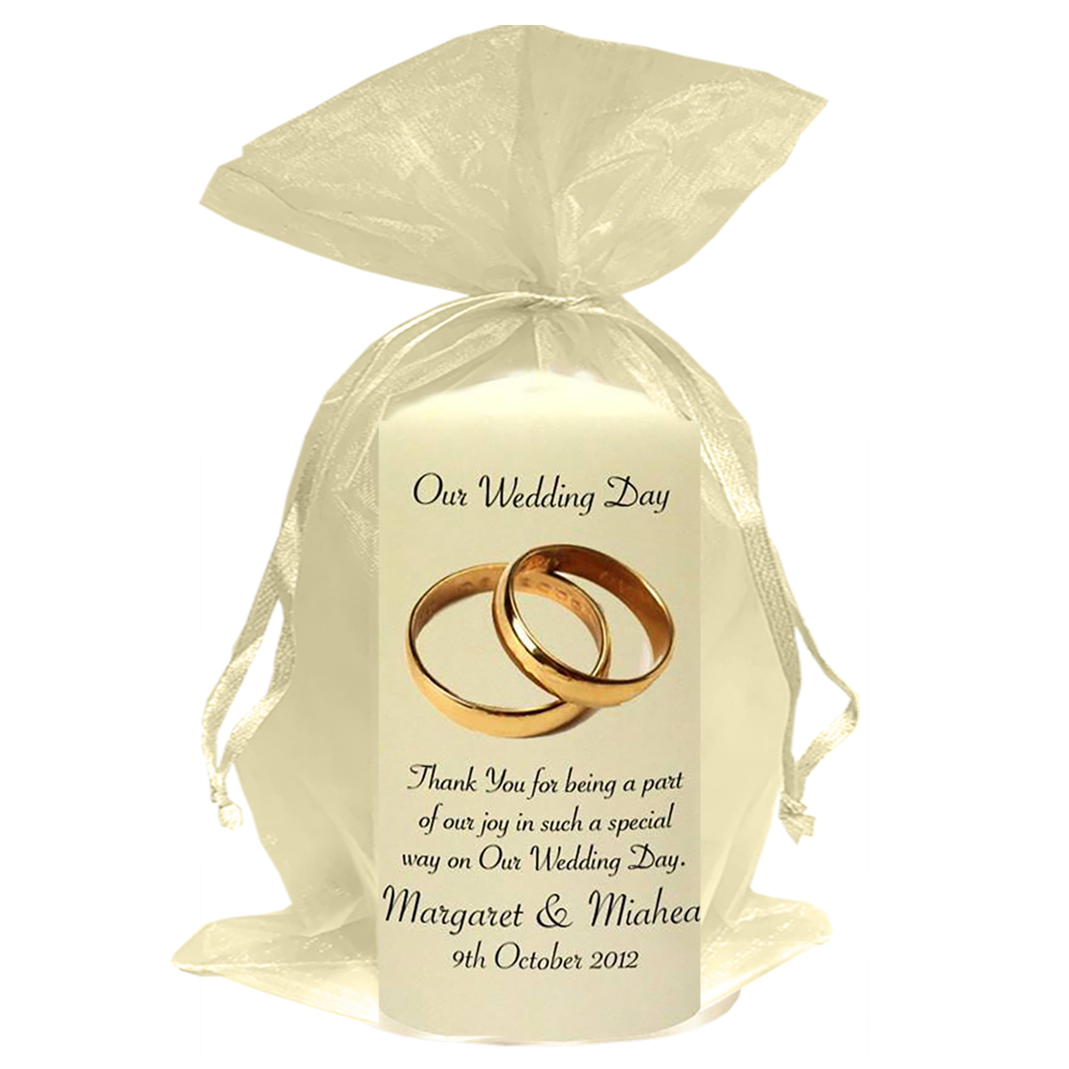 Customised Thank you Wedding Favour - Simple Gold Wedding Rings