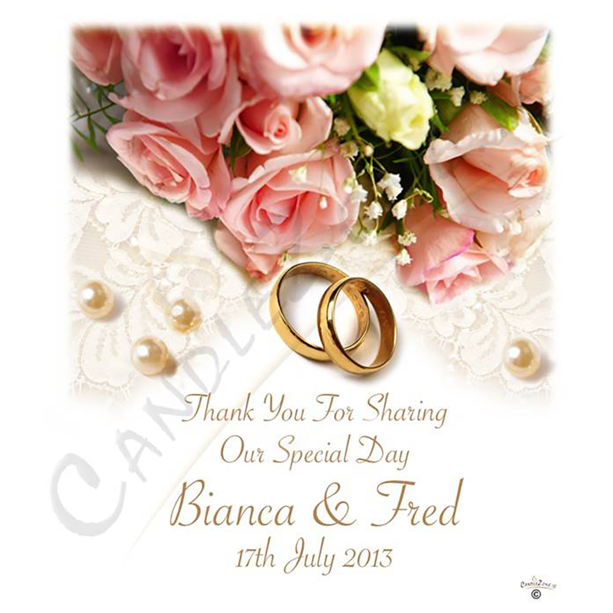 Customised Thank you Wedding Favour - Pearl