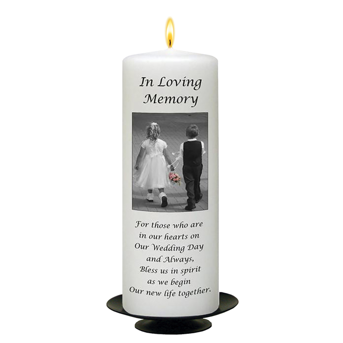 Customised Wedding Remembrance Candle - Young Love Black Script