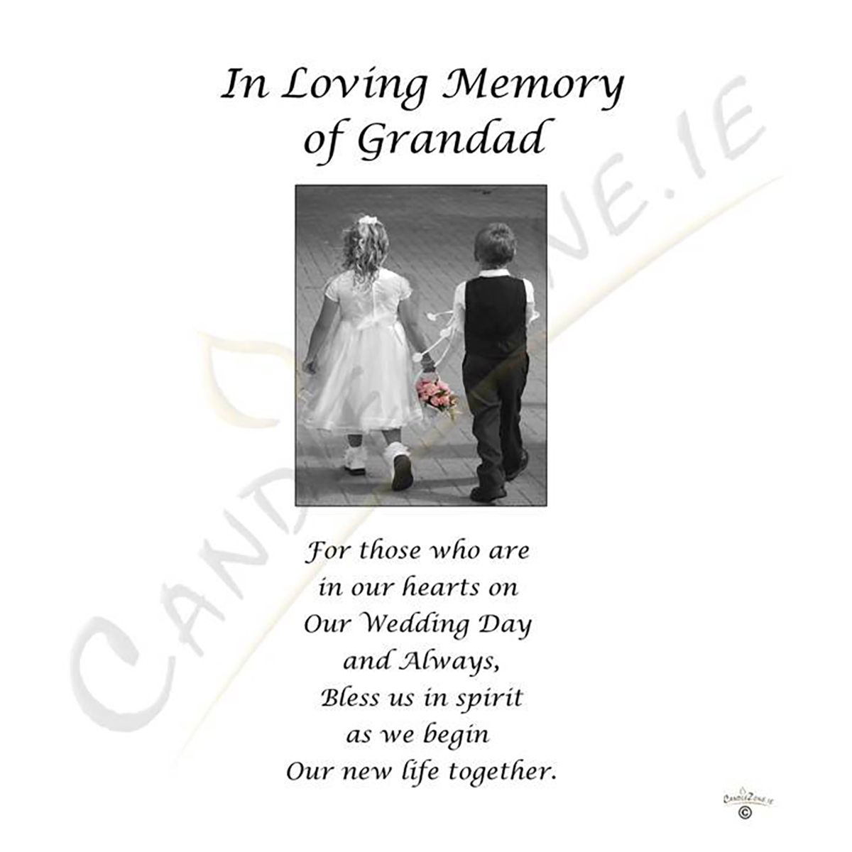 Customised Wedding Remembrance Candle - Young Love Black Script
