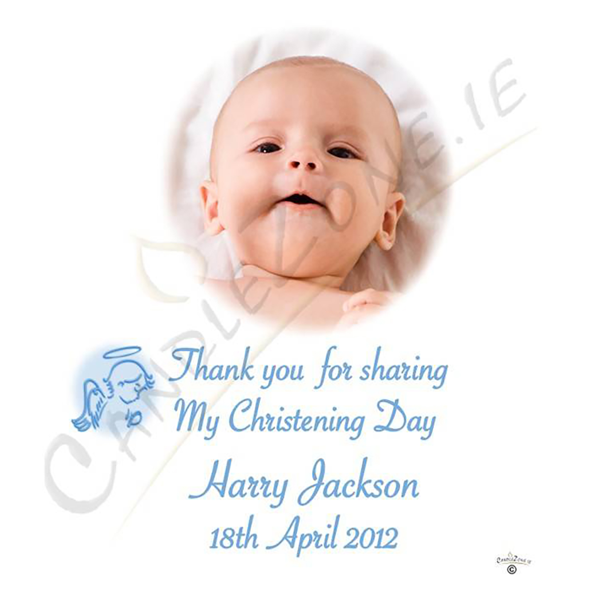 Thank you Christening Favour - Angel Blue with Photo
