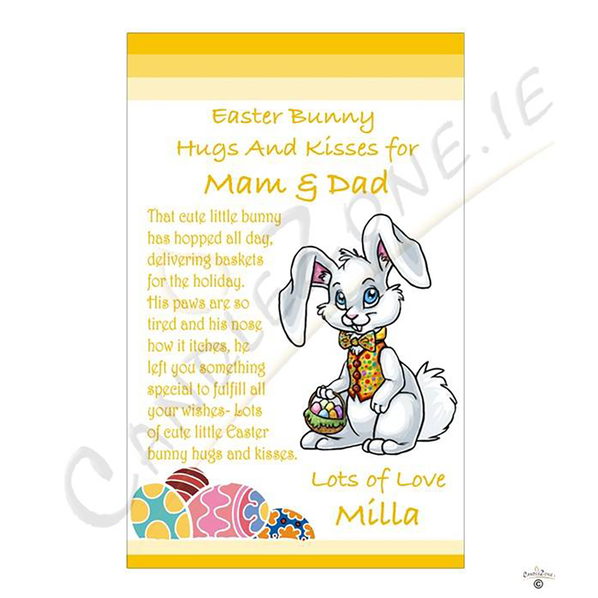 Personalatised Easter Gift Candle - Easter Bunny Yellow