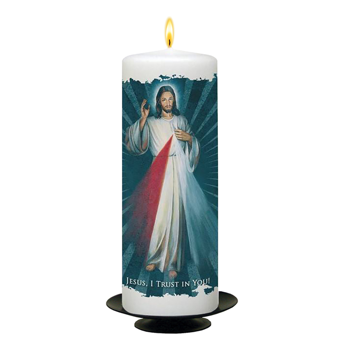 Personalatised Easter Gift Candle - Jesus I Trust in You