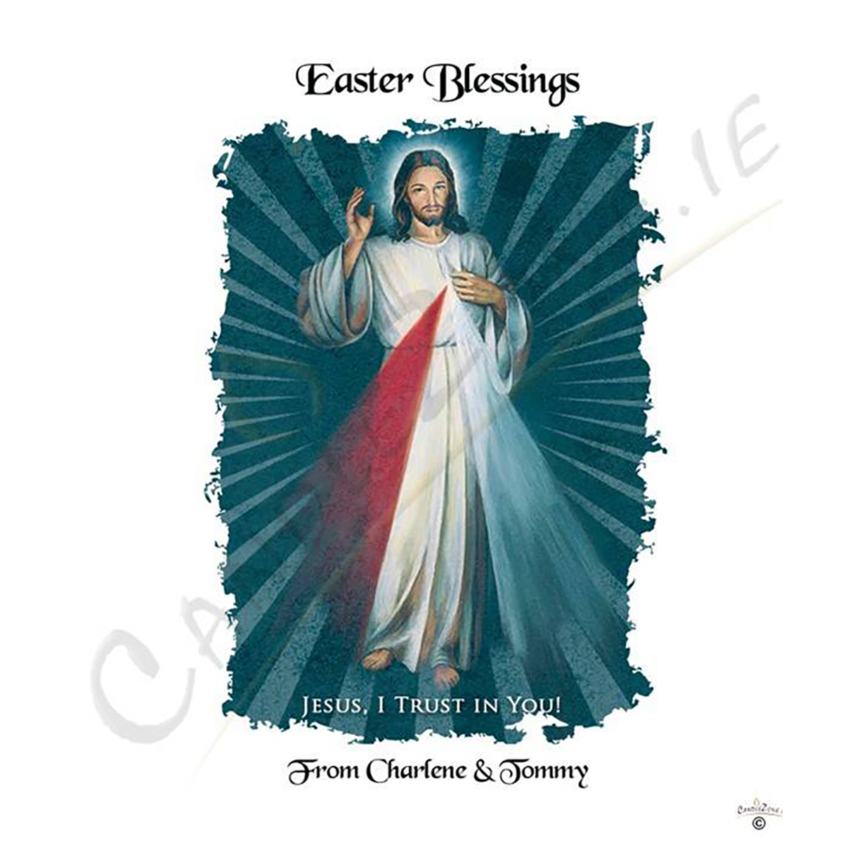Personalatised Easter Gift Candle - Jesus I Trust in You