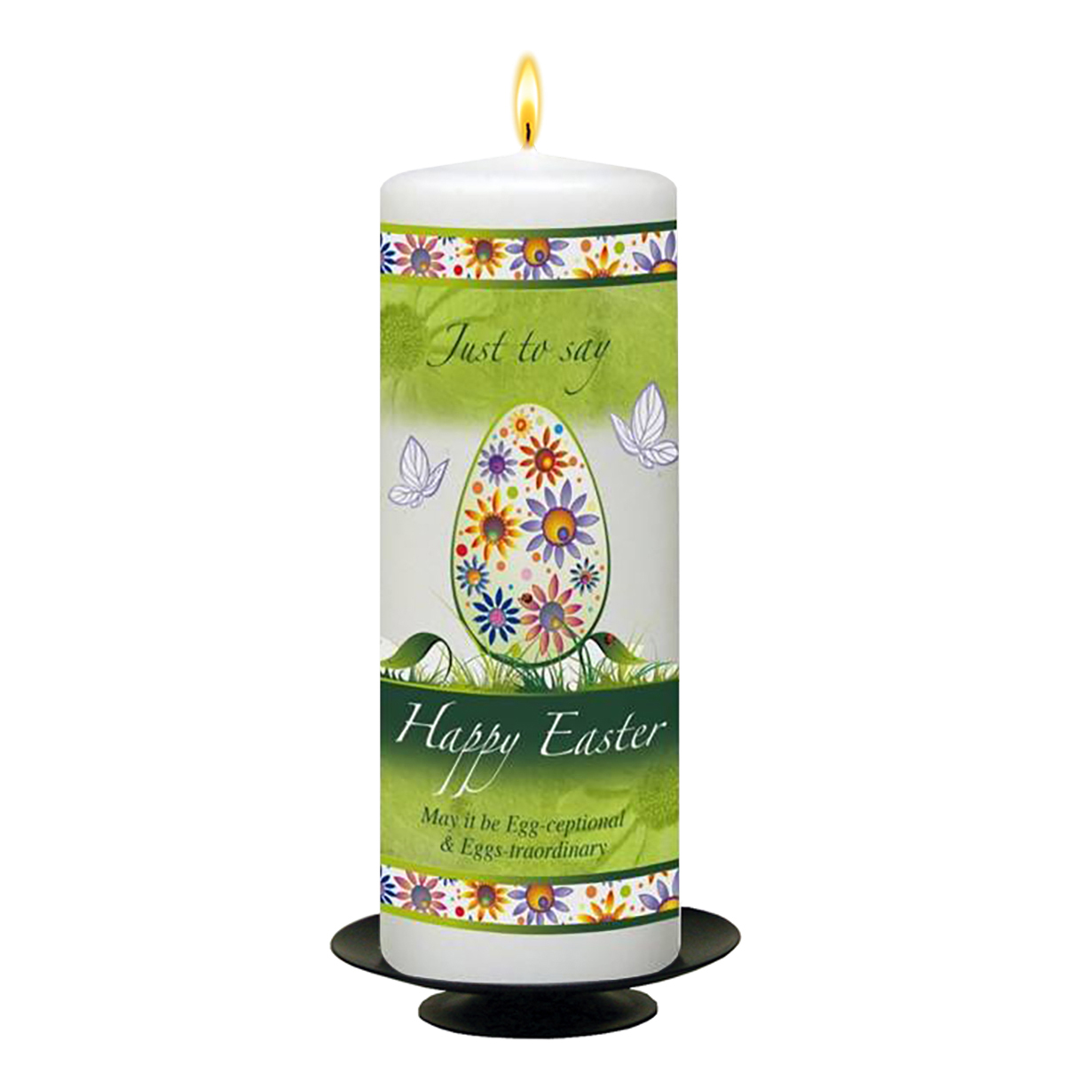 Personalatised Easter Gift Candle - Easter Egg & Flowers