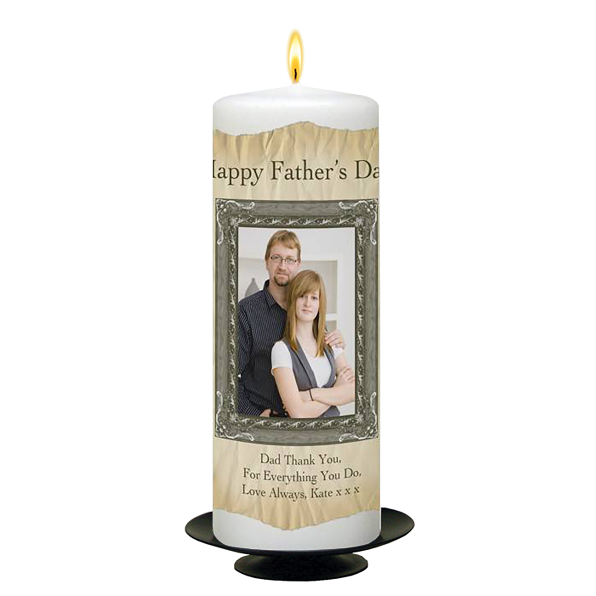 Customised Fathers Day Gift Candle - Parchment with Photo