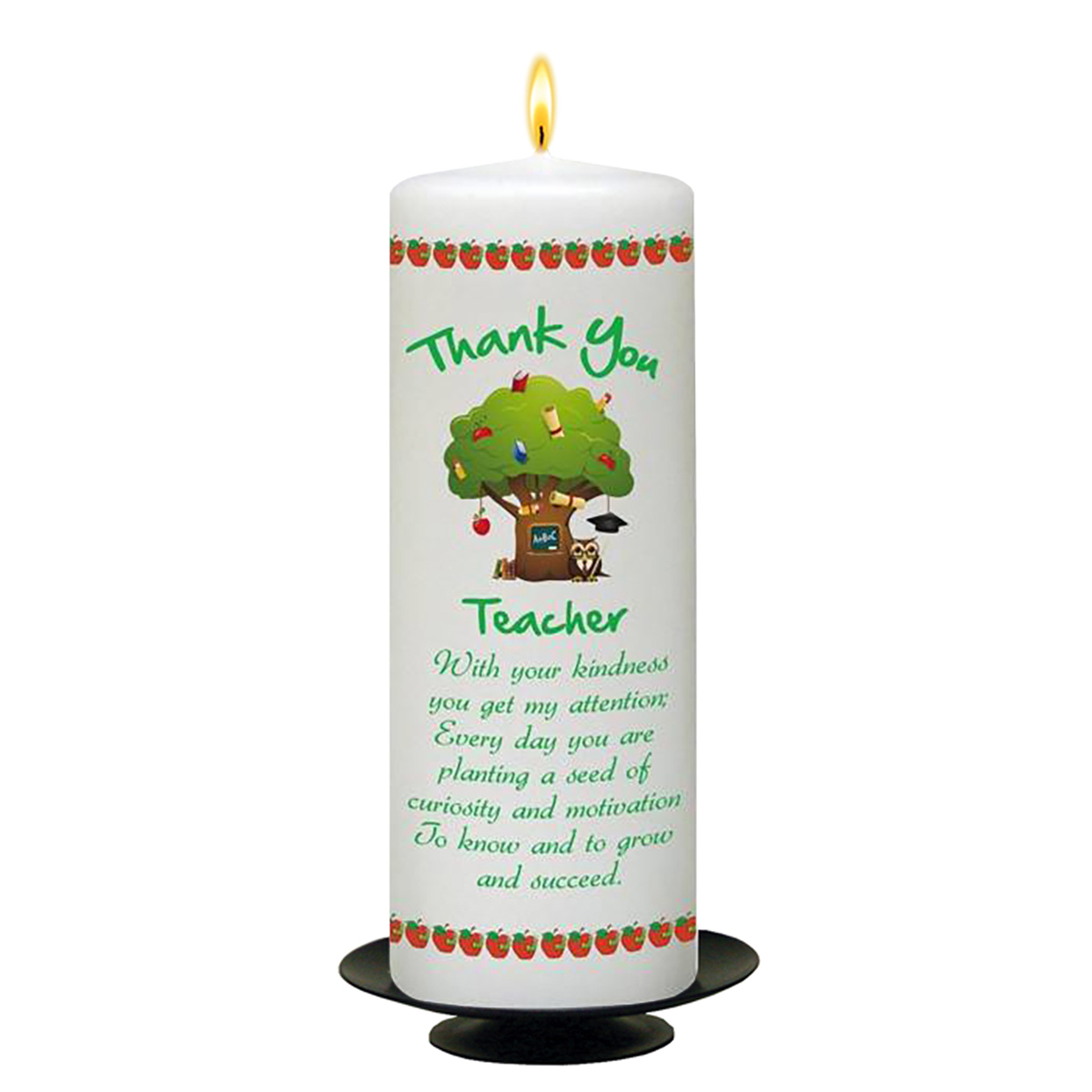 Customised Thank You Teacher Candle Gift - Greatest Teacher with Photo Green