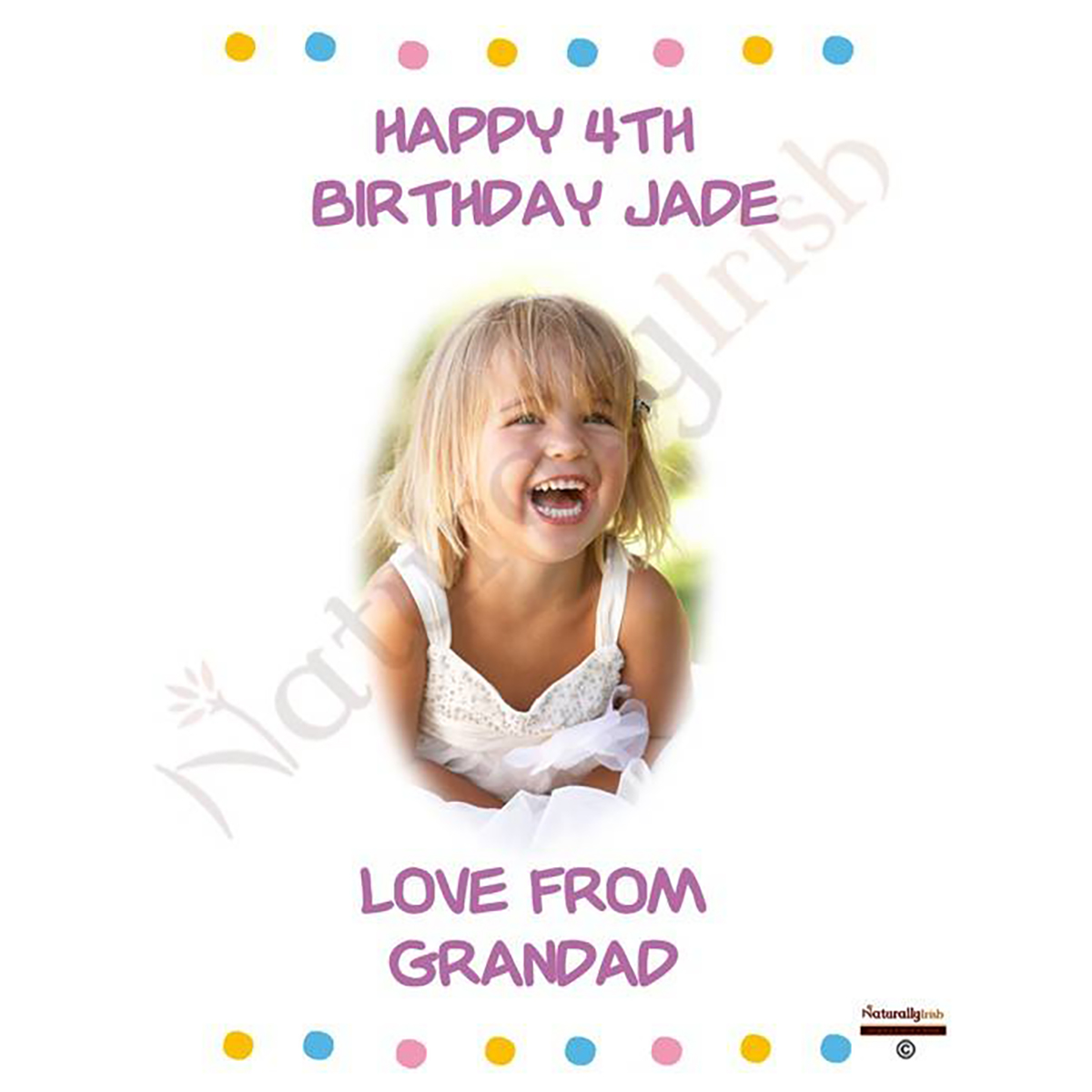 Customised Birthday Candle - Age 4 - Animal Party & Photo