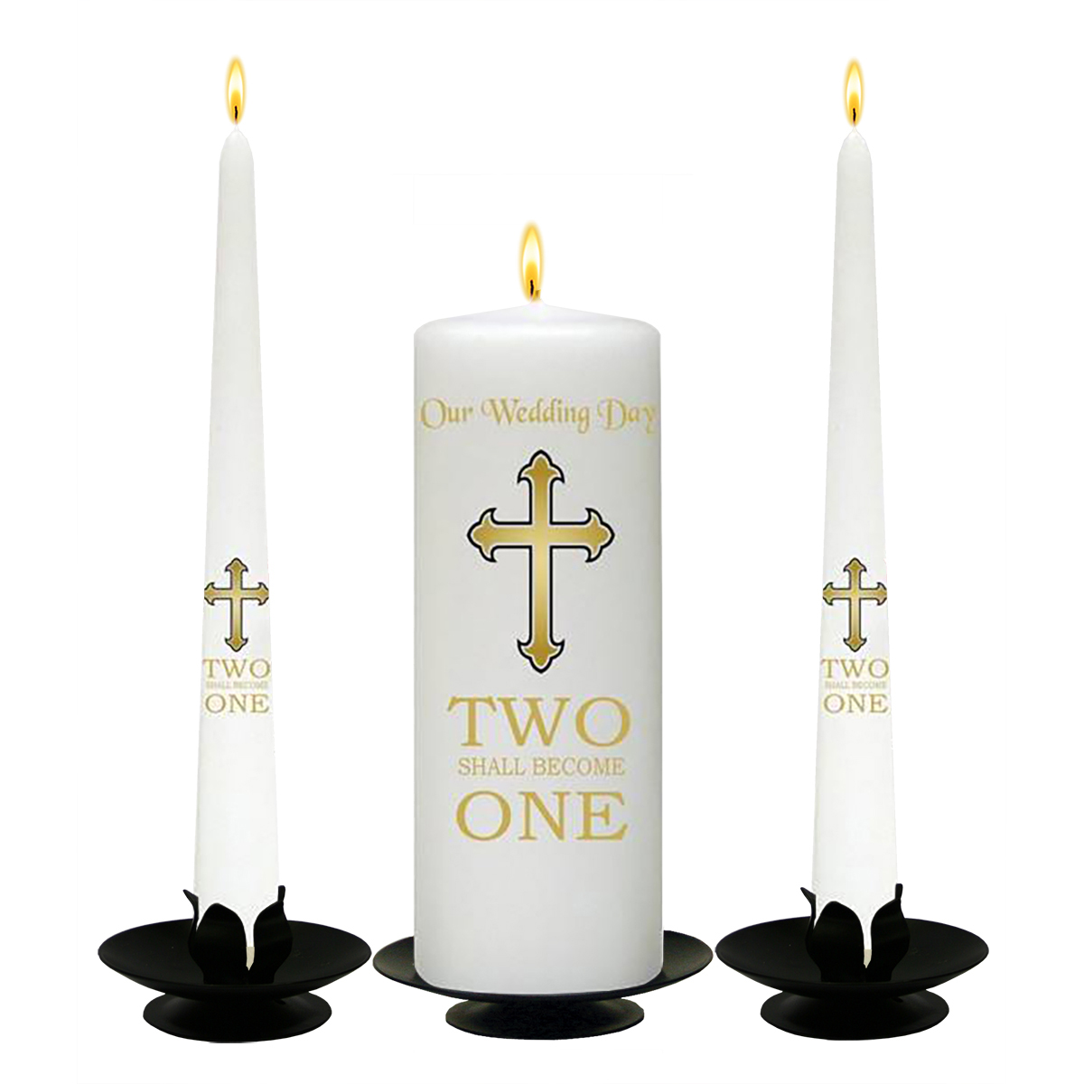 Customised Wedding Candles - Two Shall Become One Gold