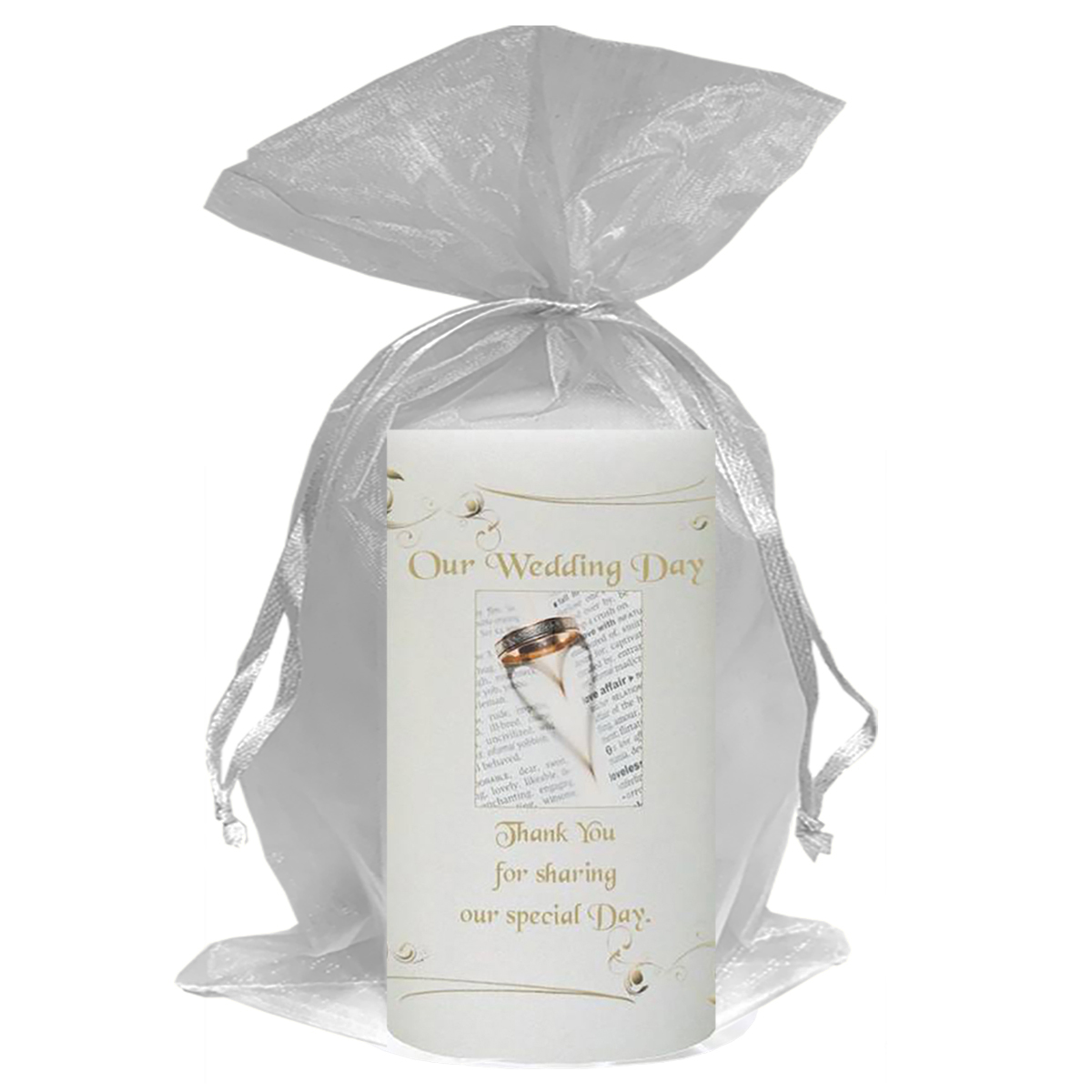 Customised Thank you Wedding Favour - Ring Heart Silhourette Gold