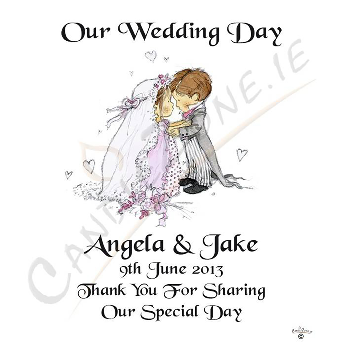 Customised Thank you Wedding Favour - Mr & Mrs 1st Kiss Silver
