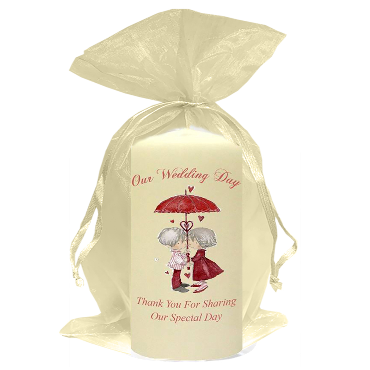 Customised Thank you Wedding Favour - Umbrella of Love Favour on White