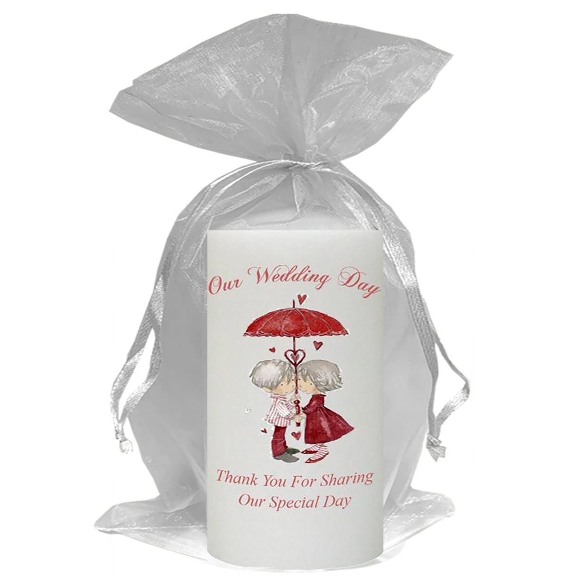 Customised Thank you Wedding Favour - Umbrella of Love Favour on White