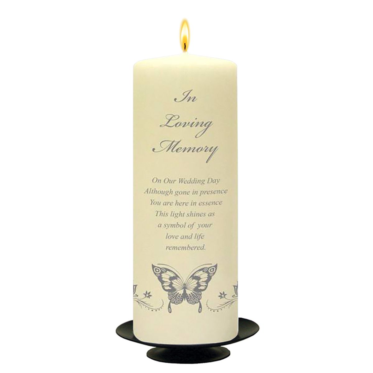Customised Wedding Remembrance Candle - Magestic Silver Butterfly