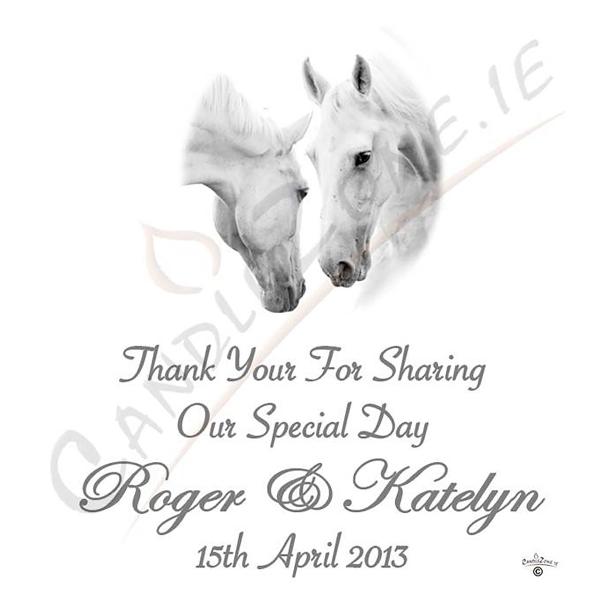 Customised Thank you Wedding Favour - Wild Horses Silver Script